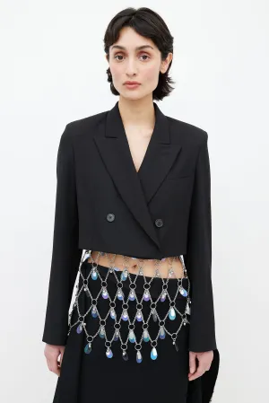 2017 Black Cropped Double Breasted Blazer