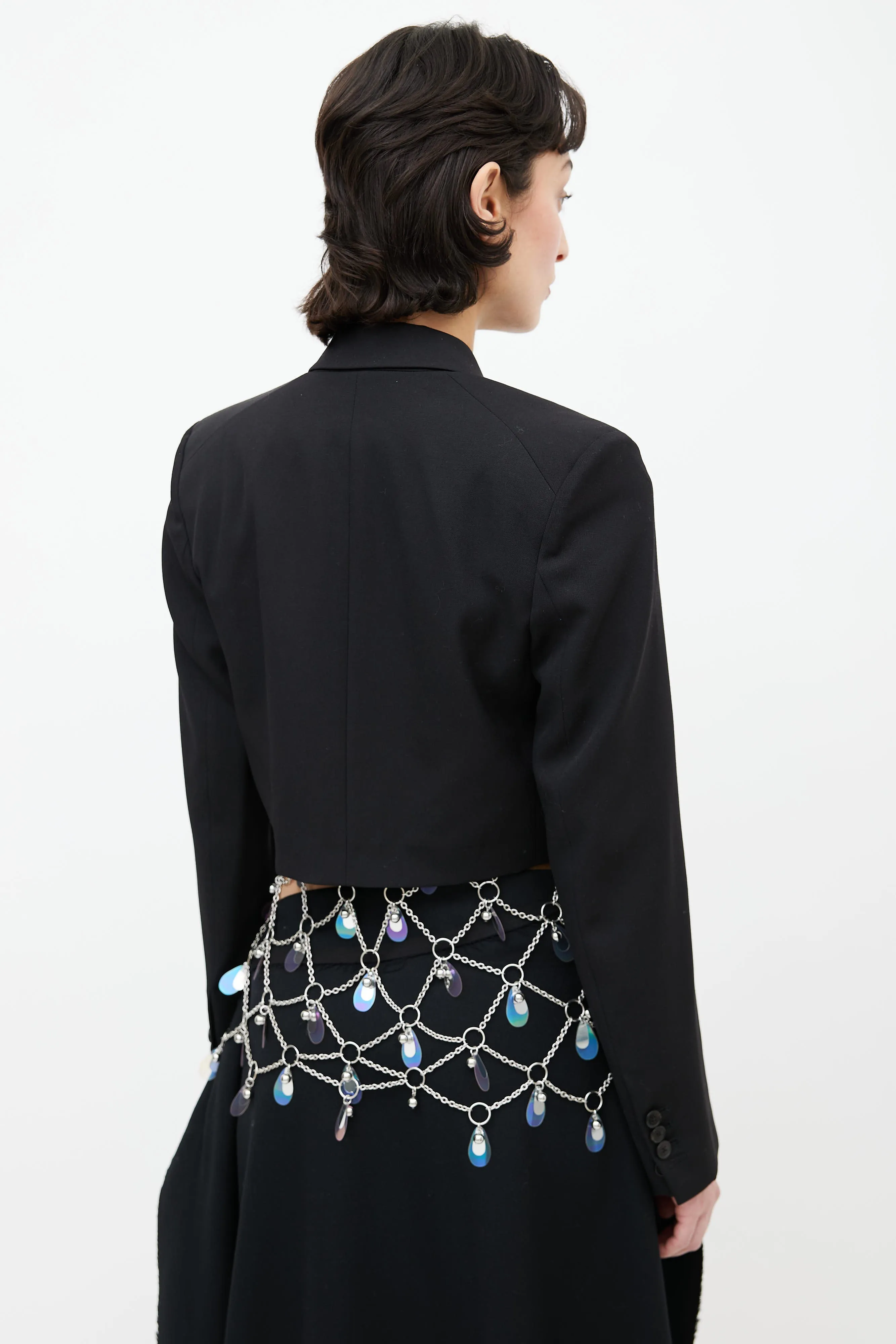 2017 Black Cropped Double Breasted Blazer