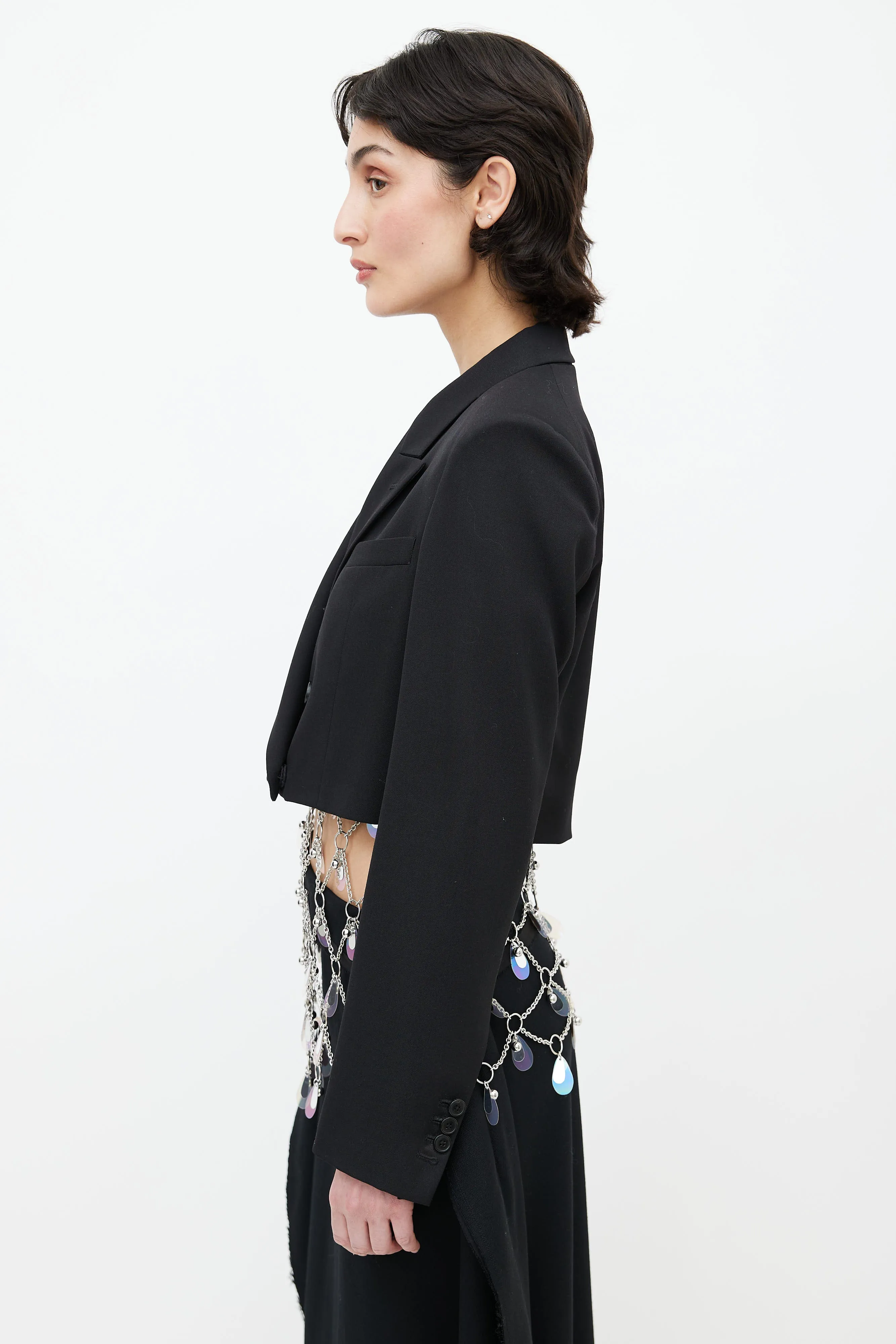 2017 Black Cropped Double Breasted Blazer