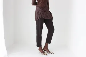 90s Unusual Textural Choc Nylon Trousers