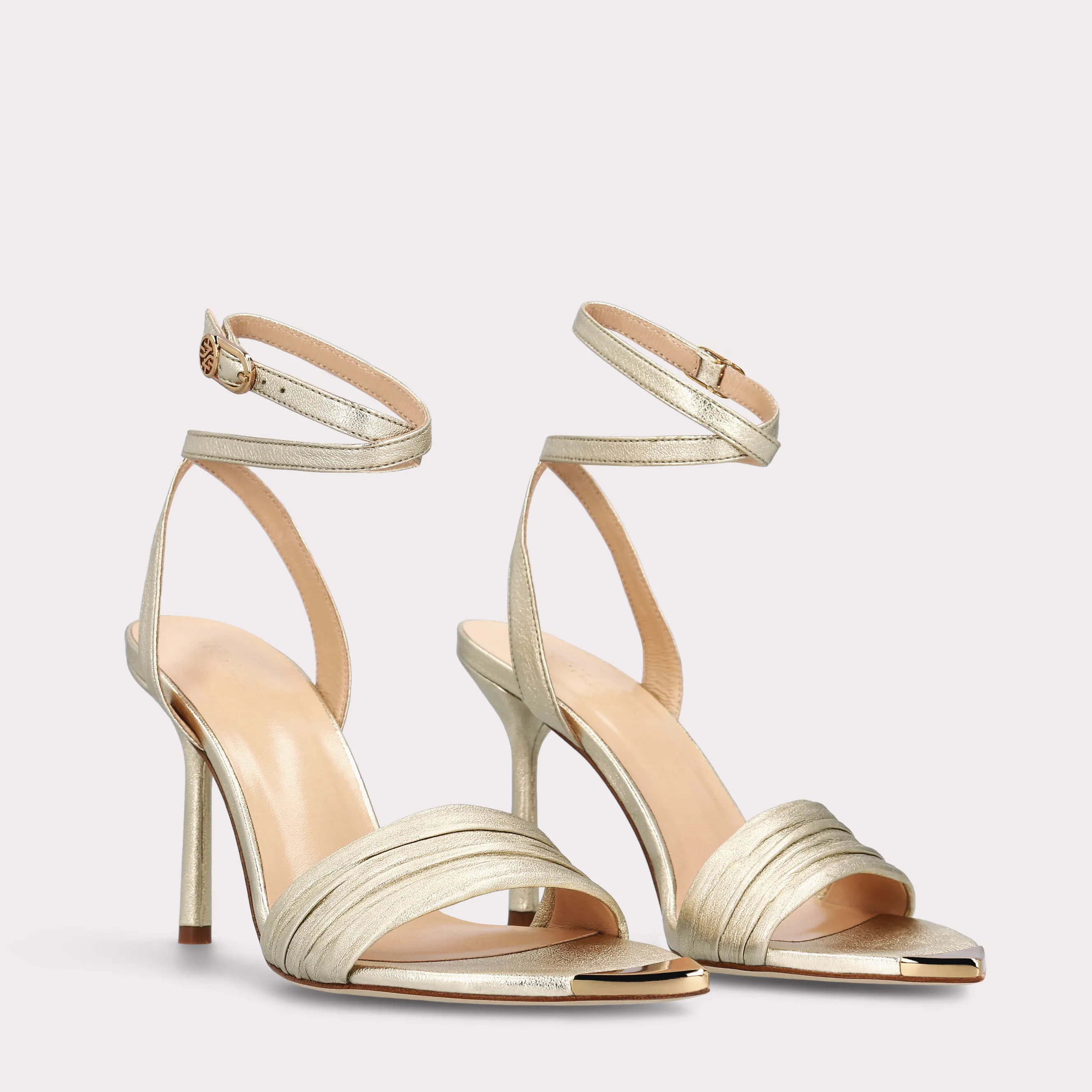 ANNY 02 METAL BUTTER GOLD LEATHER SANDALS