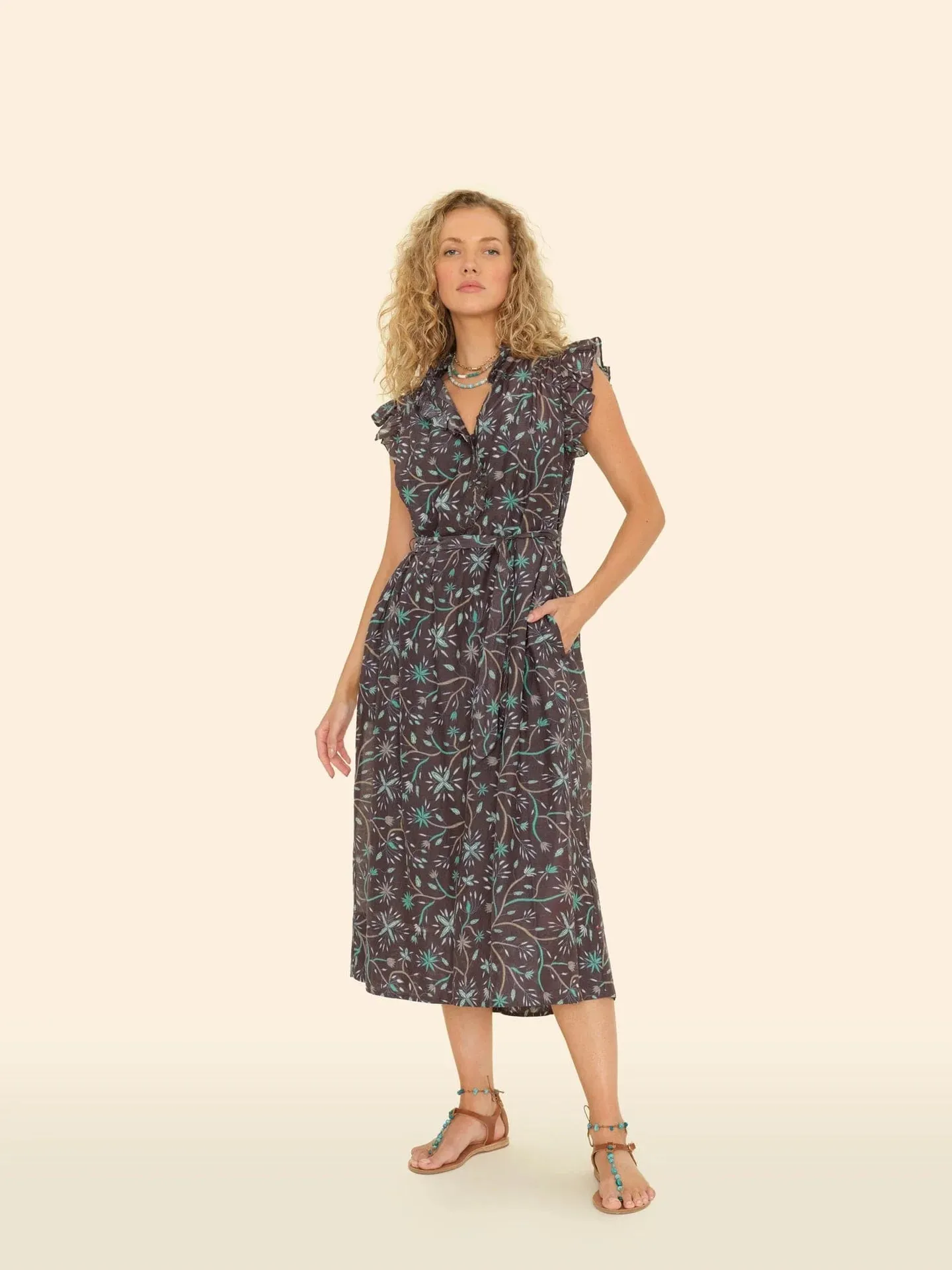April Dress in Graphite Mint