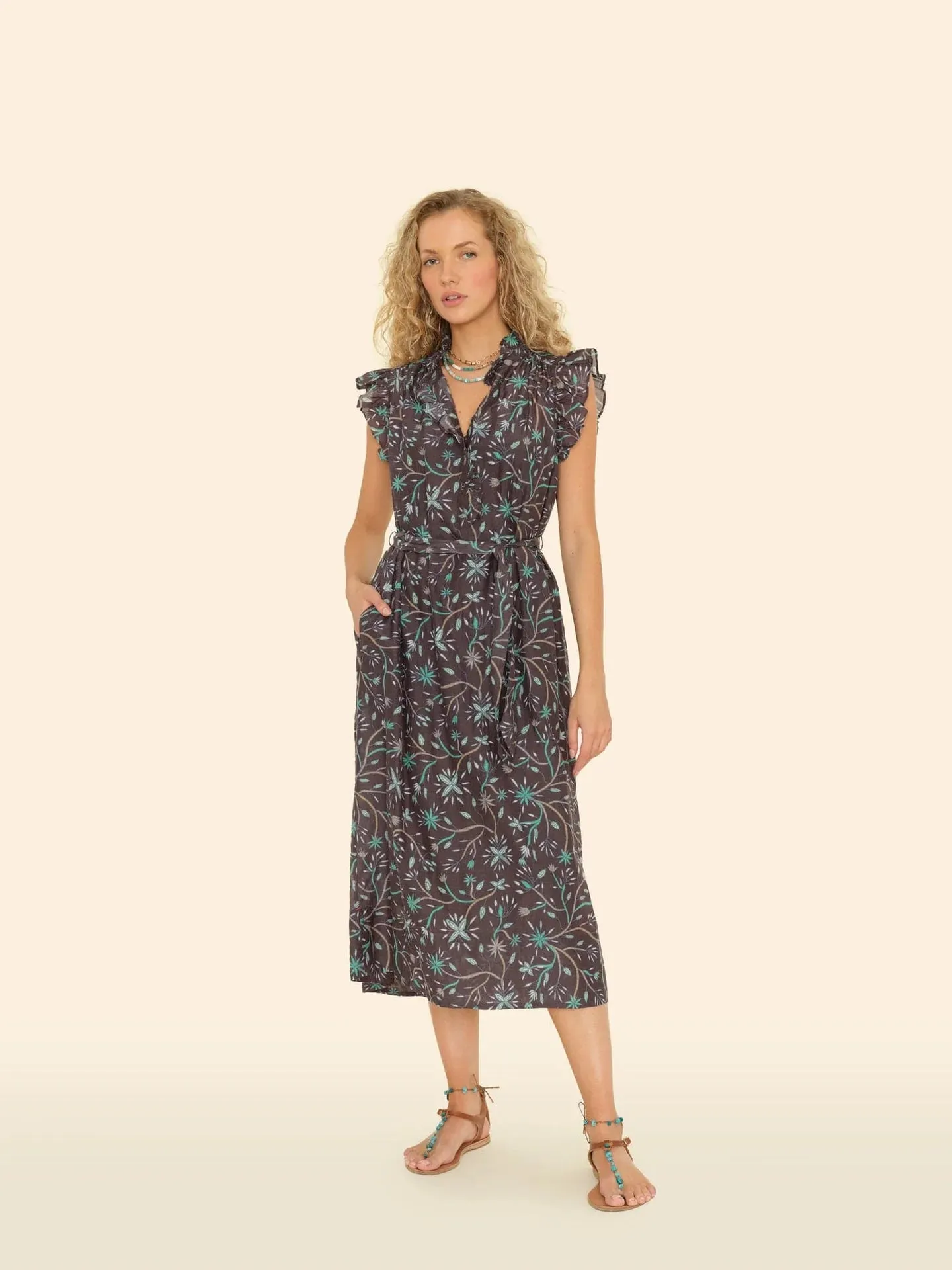April Dress in Graphite Mint