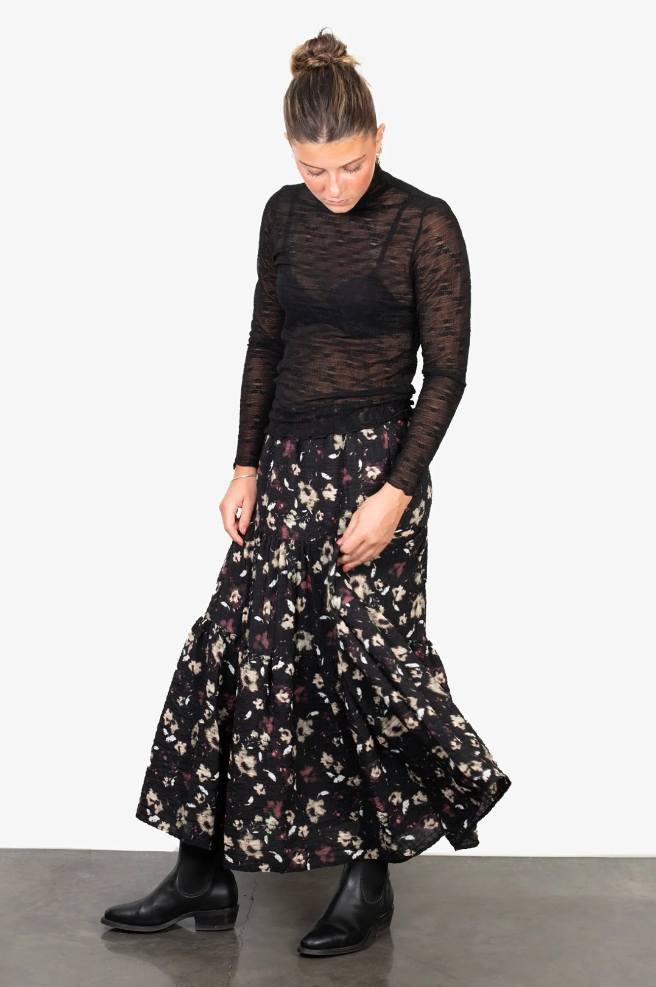 Arora Skirt - Black Floral