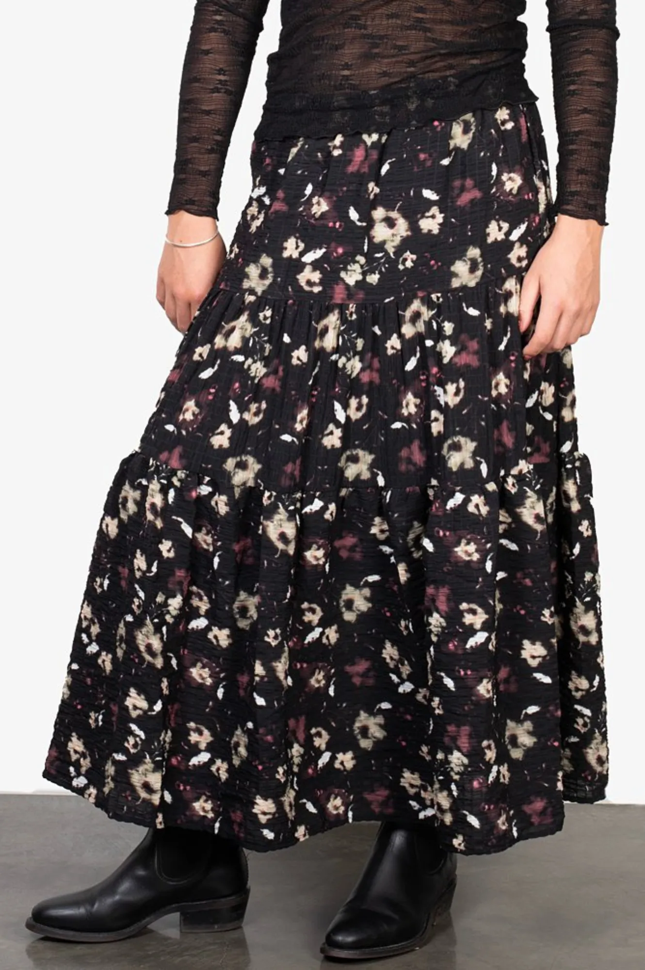 Arora Skirt - Black Floral