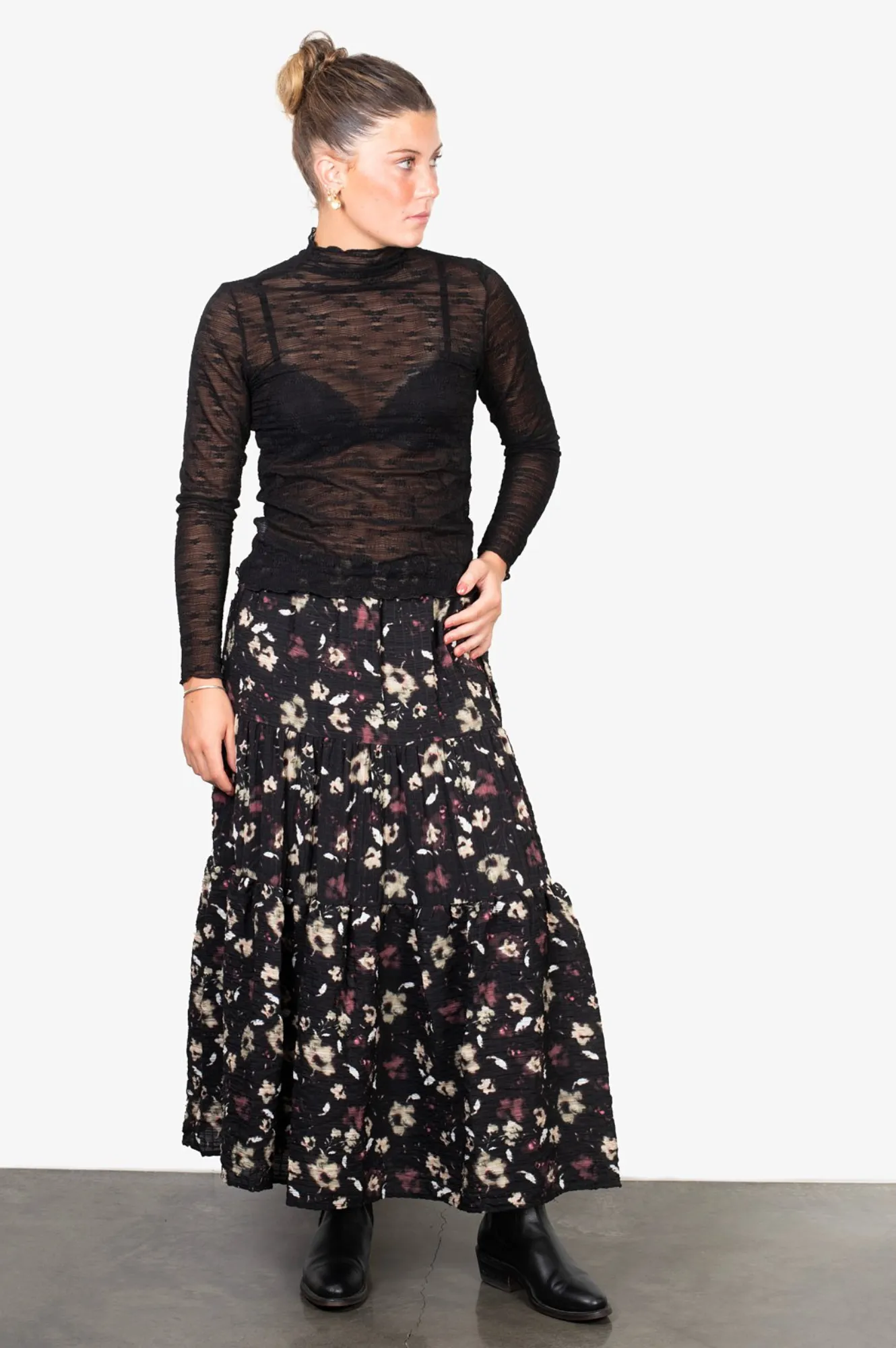 Arora Skirt - Black Floral