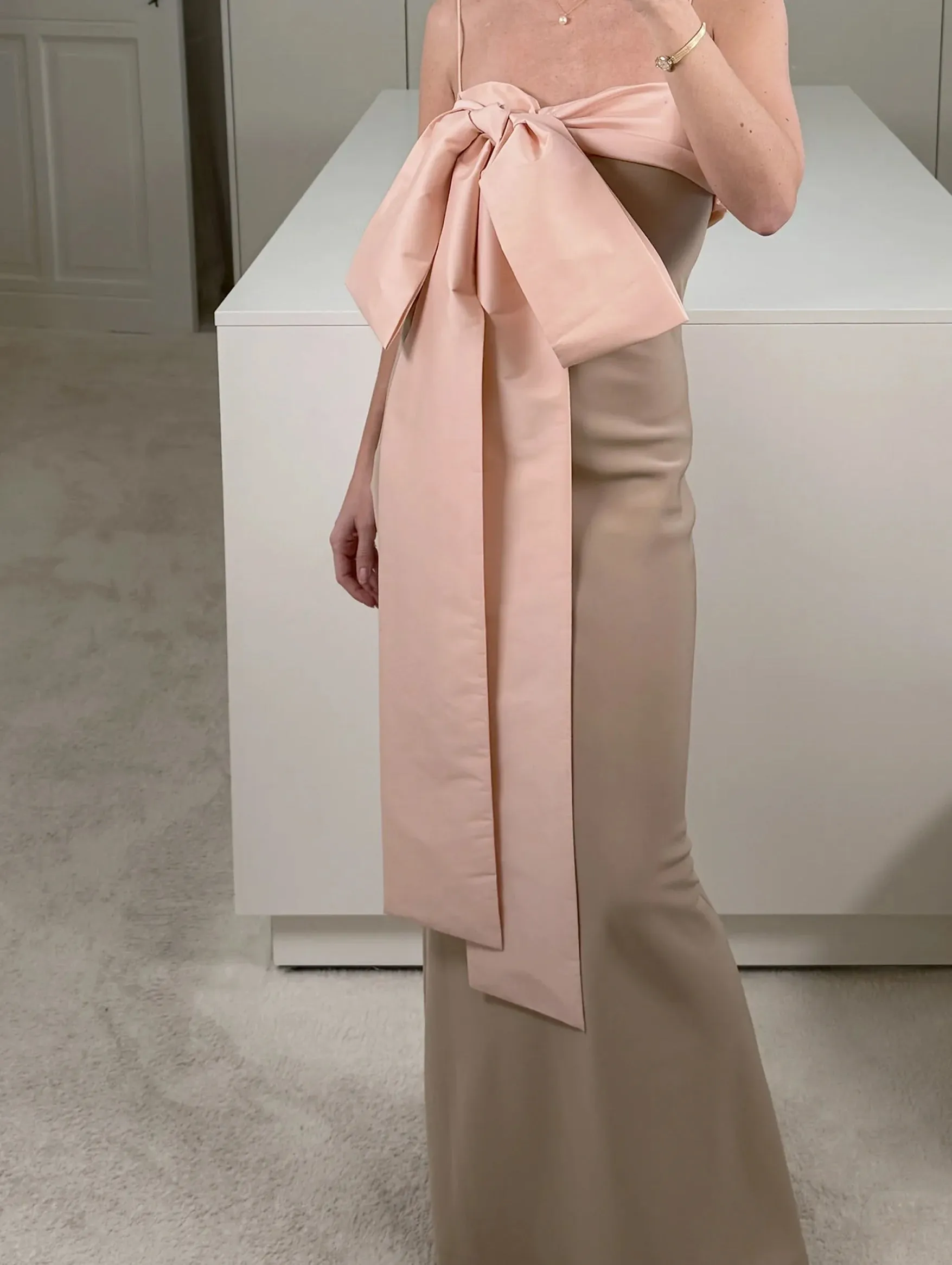 Bart Dress in Beige and Creta Pink