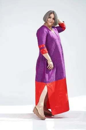 Be your own muse - Purple  Blended  Raw Silk Maxi Dress