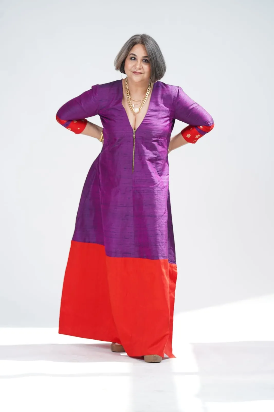 Be your own muse - Purple  Blended  Raw Silk Maxi Dress