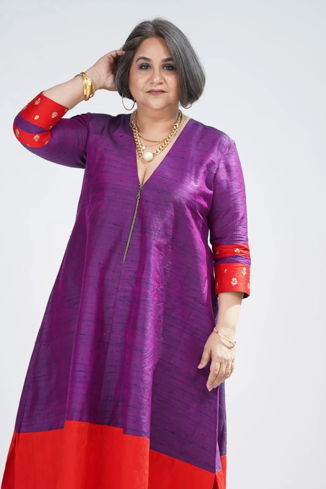 Be your own muse - Purple  Blended  Raw Silk Maxi Dress