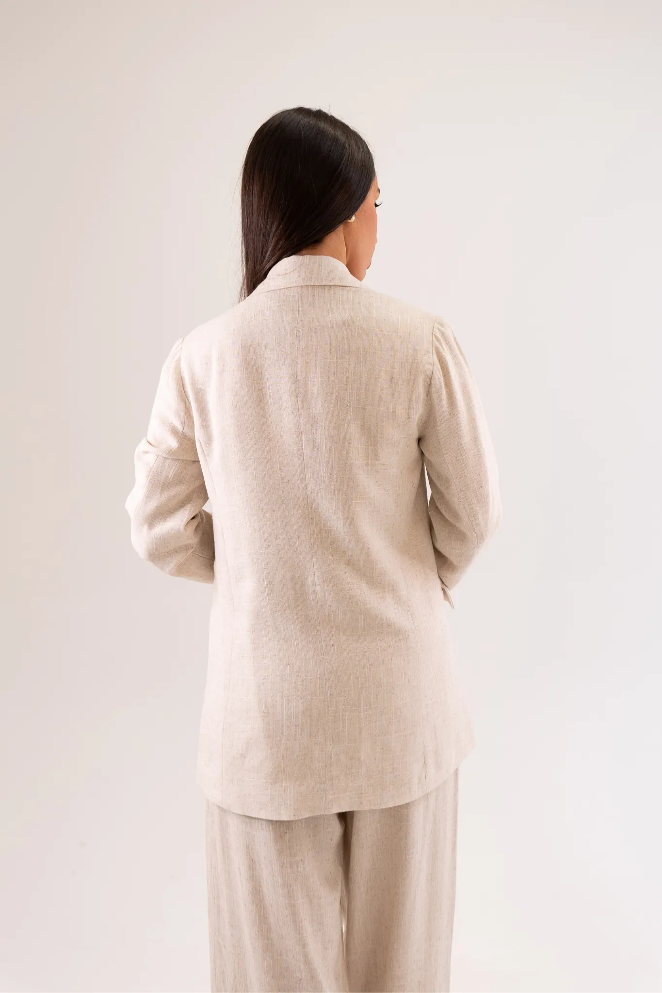 Becca Linen Mix Blazer In Neutral