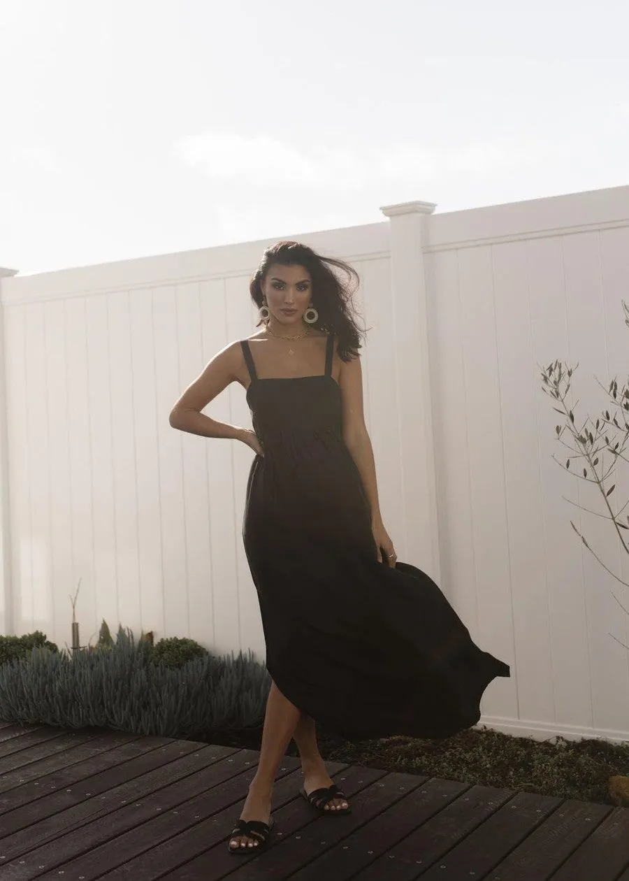 Begonia Sleeveless Silk Maxi Dress - Black