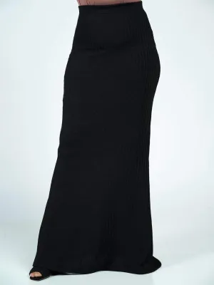 Black Ribbed Sweater Pencil Skirt