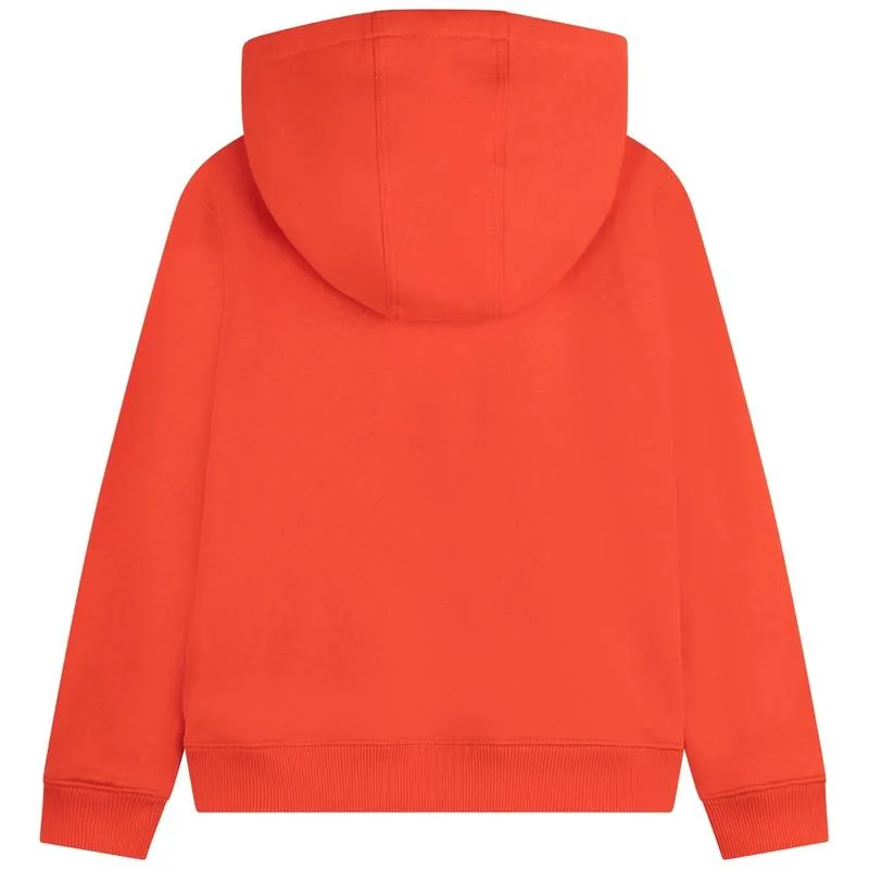 Boys Orange Tiger Hooded Sweatshirt