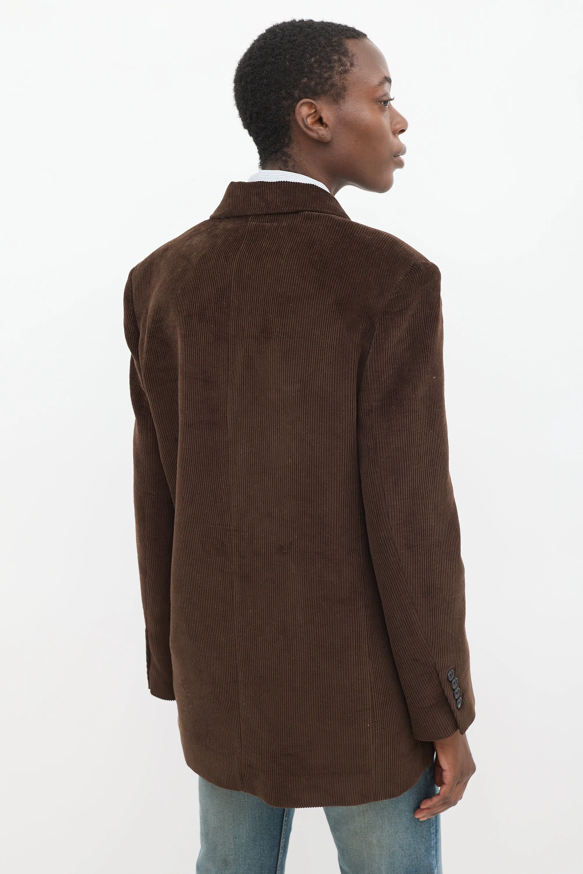 Brown Corduroy Double Breasted Blazer