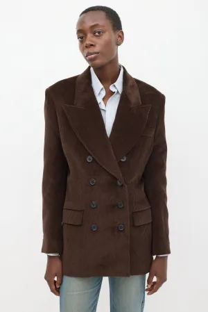 Brown Corduroy Double Breasted Blazer