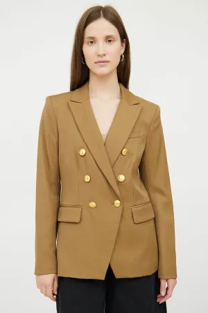 Brown Wool Double Breasted Blazer