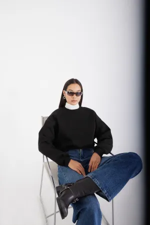 Brushed Crew Neck Basic Sweatshirt