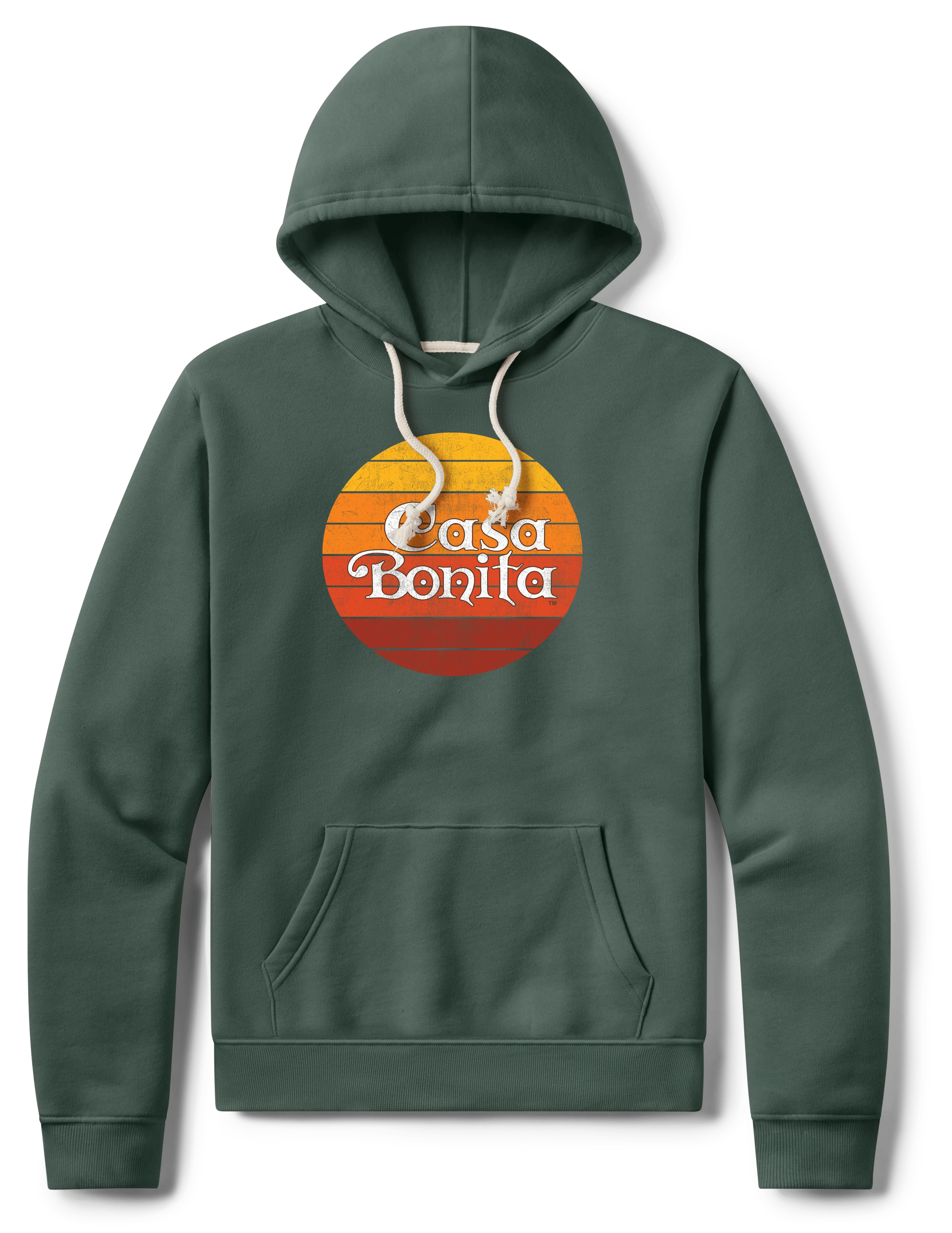 Casa Bonita Hunter Green Sunset Circle Hoodie