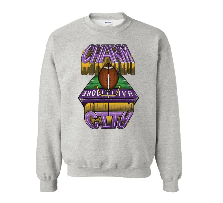 Charm City End Zone (Ash) / Crew Sweatshirt
