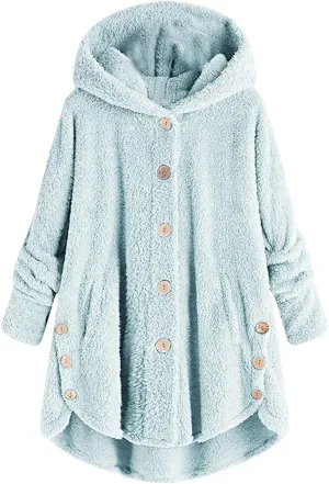 ChicCrate Womens Fleece Jackets Winter Coats 2025 Sherpa Lined Hoodies Oversized Button Down Hooded Cardigans Warm Clothes