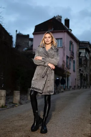 Ciminy Ladies Grey Denim Trench Coat