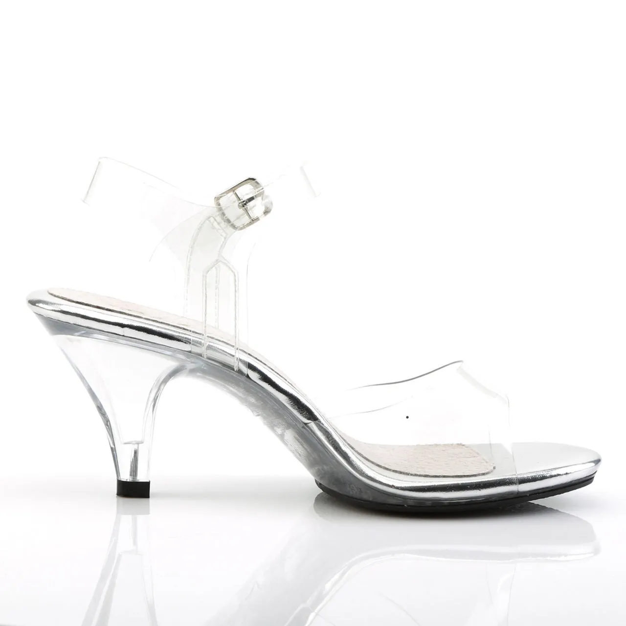 Clear 3" Heel Ankle Strap Sandal