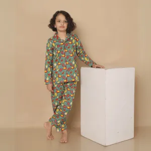 Cotton Unisex Kids Watermelon Pineapple Print Nightsuit – Shirt & Pants Set
