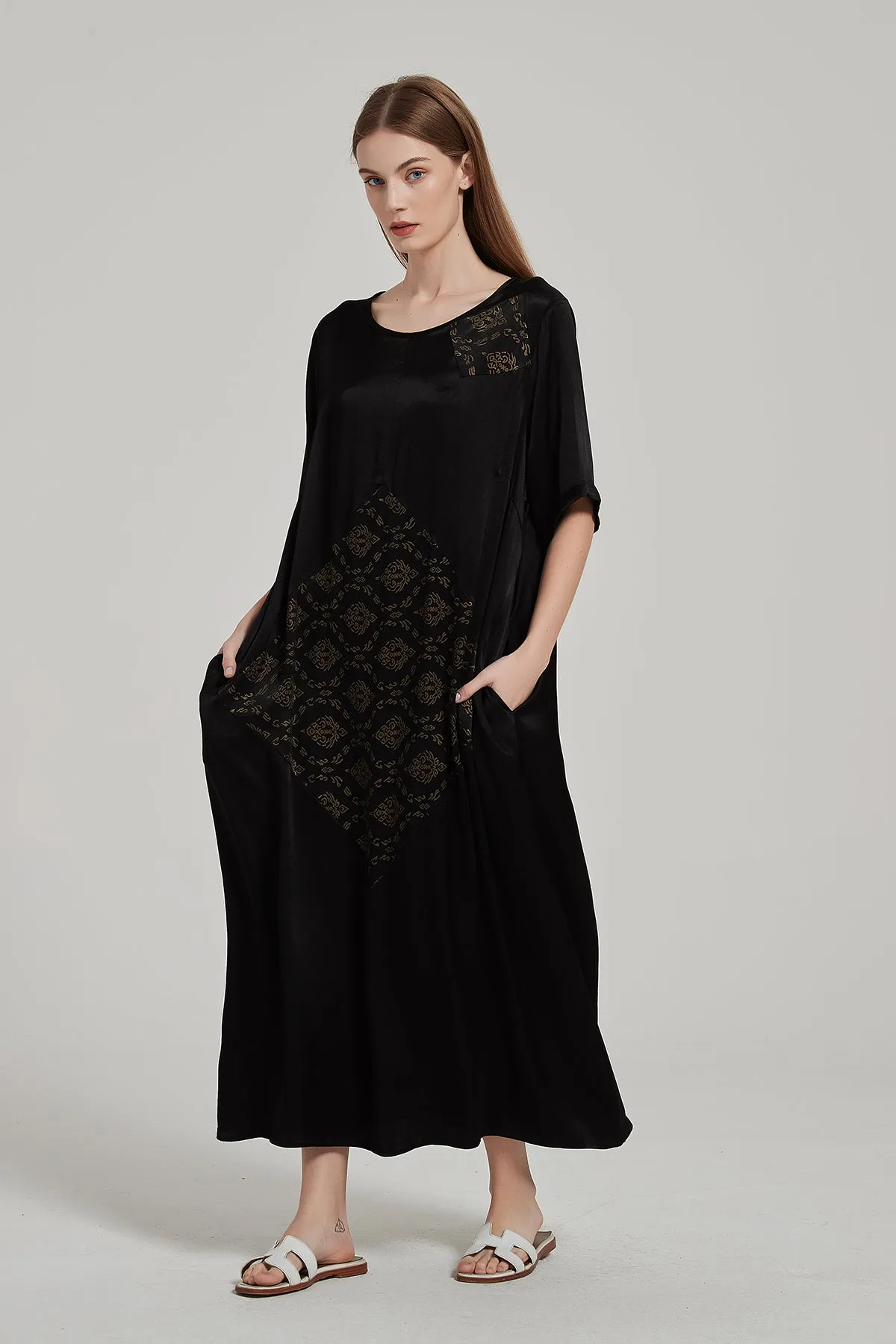Cozy Elegant Retro Print Maxi Dress