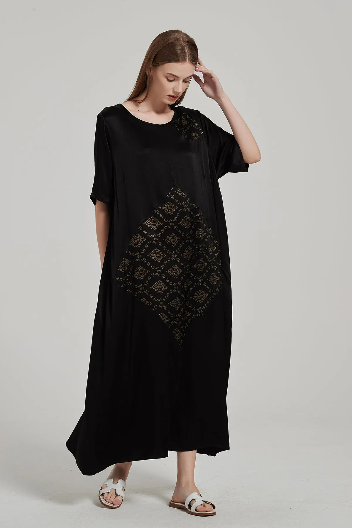 Cozy Elegant Retro Print Maxi Dress
