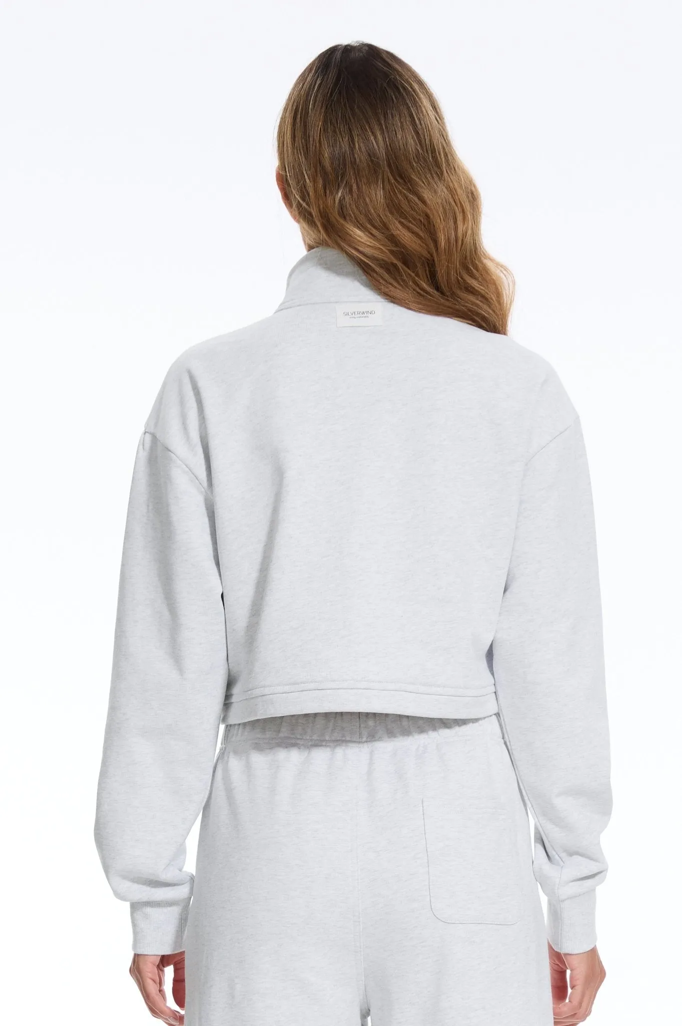 Cozy Fleece Cropped Hoodie - Light Grey