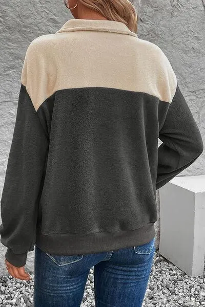 Cozy Moment Quarter Button Sweatshirt