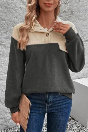 Cozy Moment Quarter Button Sweatshirt