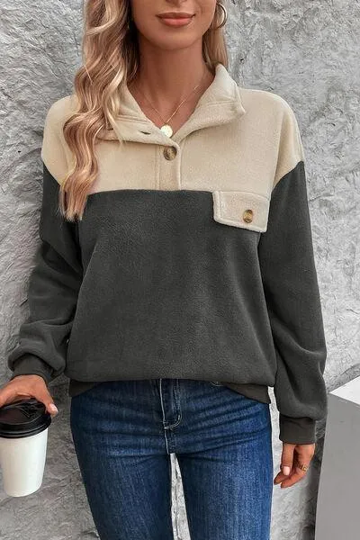 Cozy Moment Quarter Button Sweatshirt