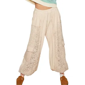 Crochet Mix Solid Pattern Thermal Bottom - Almond