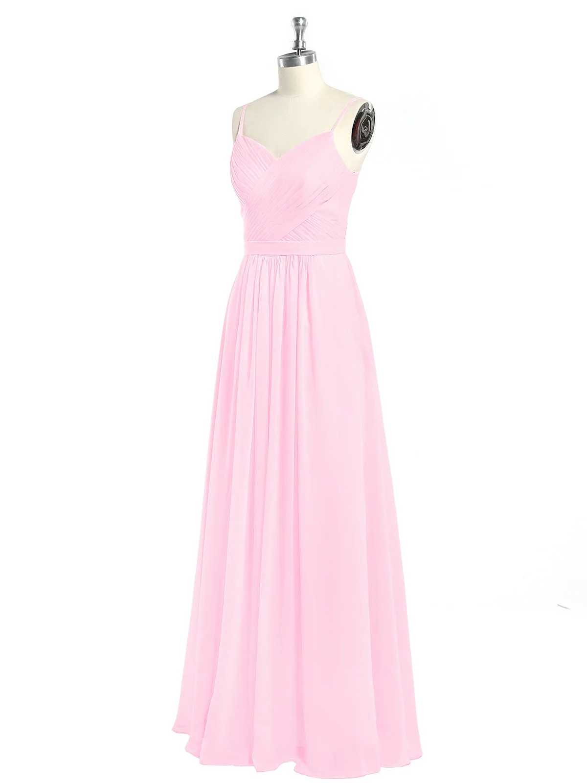 Cross Pleated Bodice Spaghetti Strap Dresses Candy Pink Plus Size