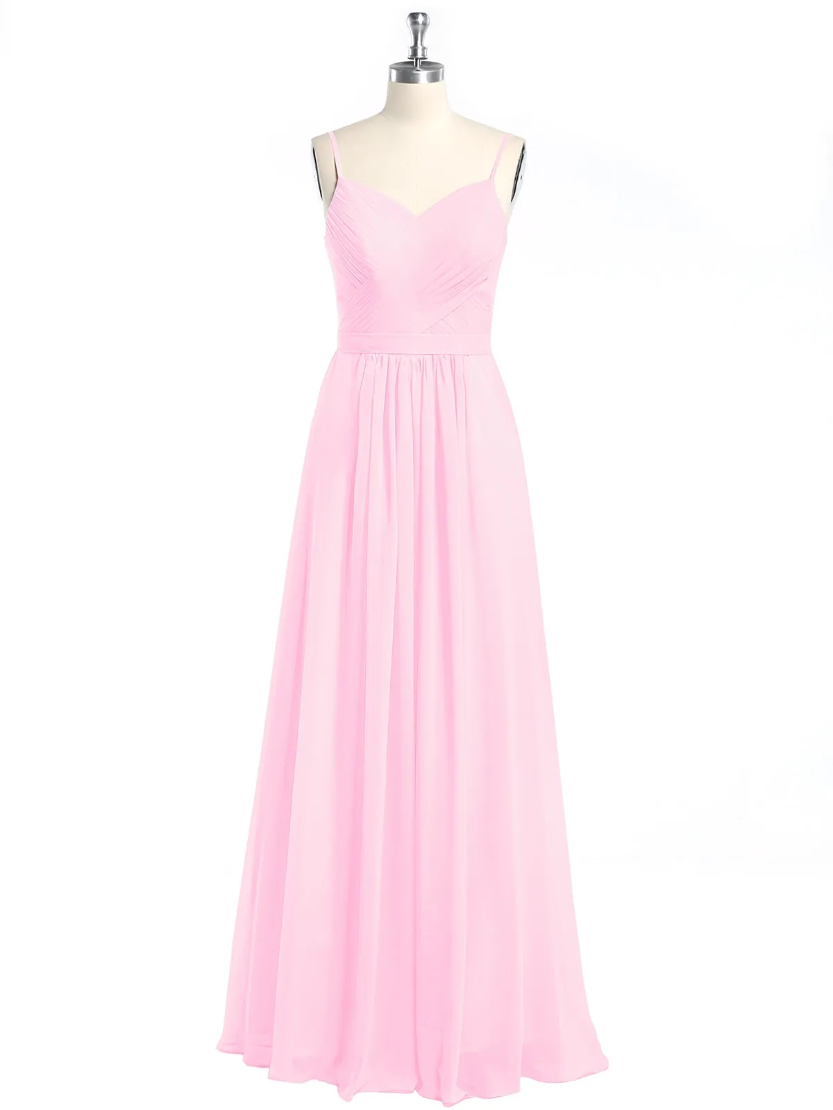Cross Pleated Bodice Spaghetti Strap Dresses Candy Pink Plus Size