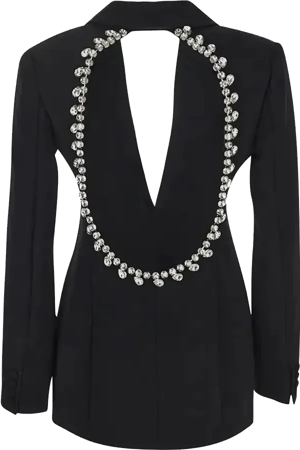 Cutout Back Crystal Black Blazer