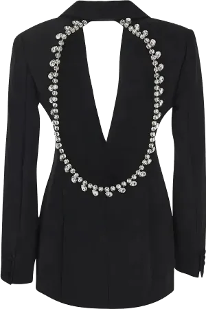 Cutout Back Crystal Black Blazer