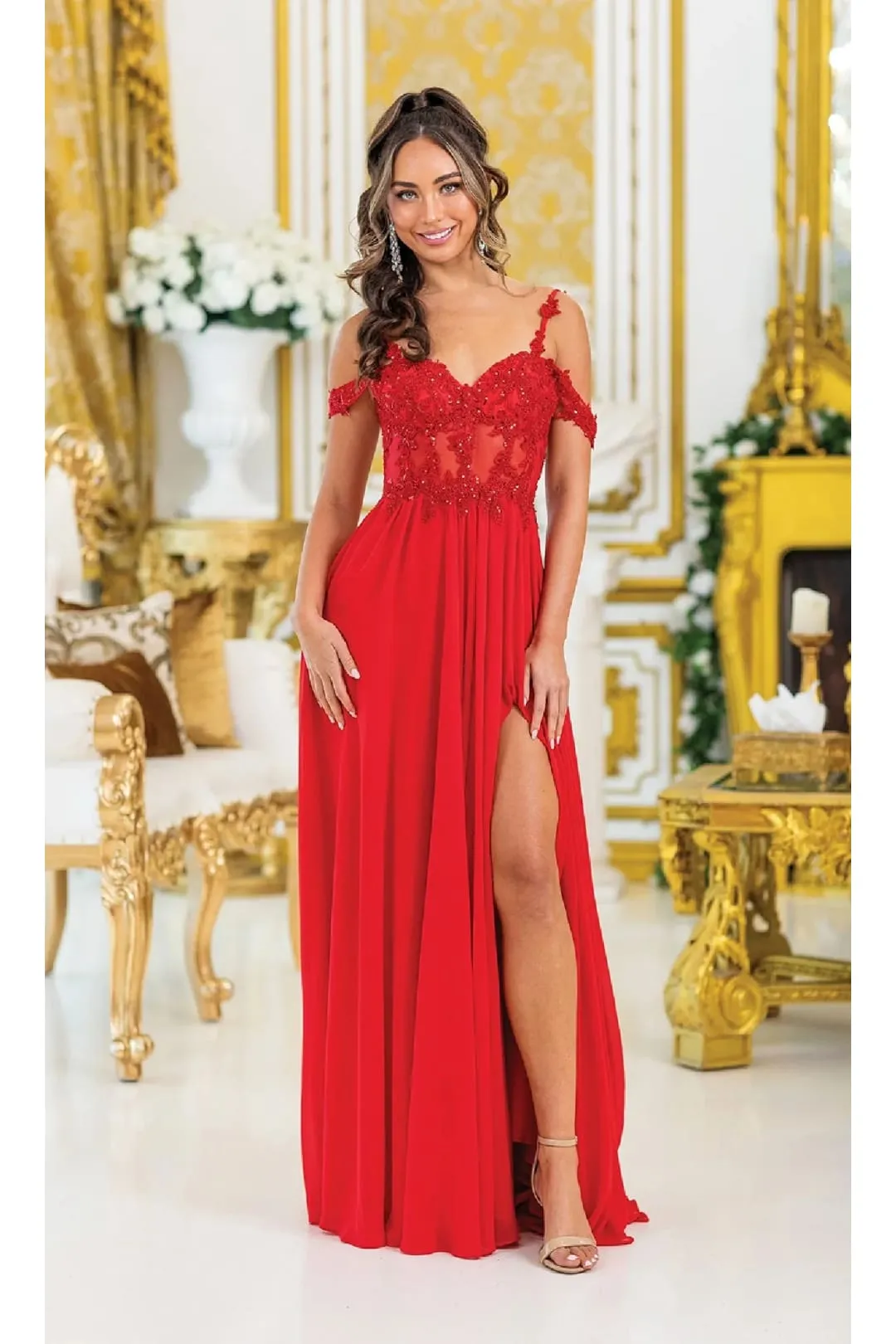 Dancing Queen Dresses DQ-4506 Sheer-Bodice Long Prom Dress