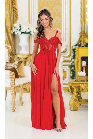 Dancing Queen Dresses DQ-4506 Sheer-Bodice Long Prom Dress