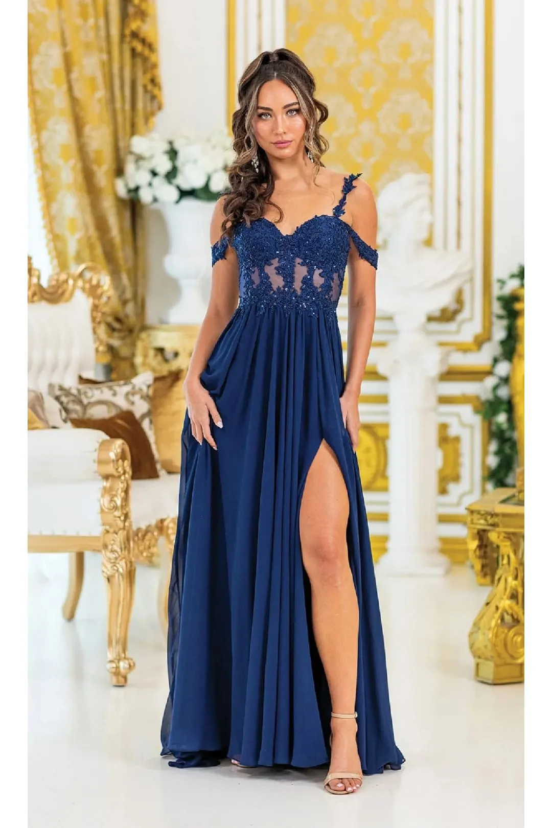 Dancing Queen Dresses DQ-4506 Sheer-Bodice Long Prom Dress
