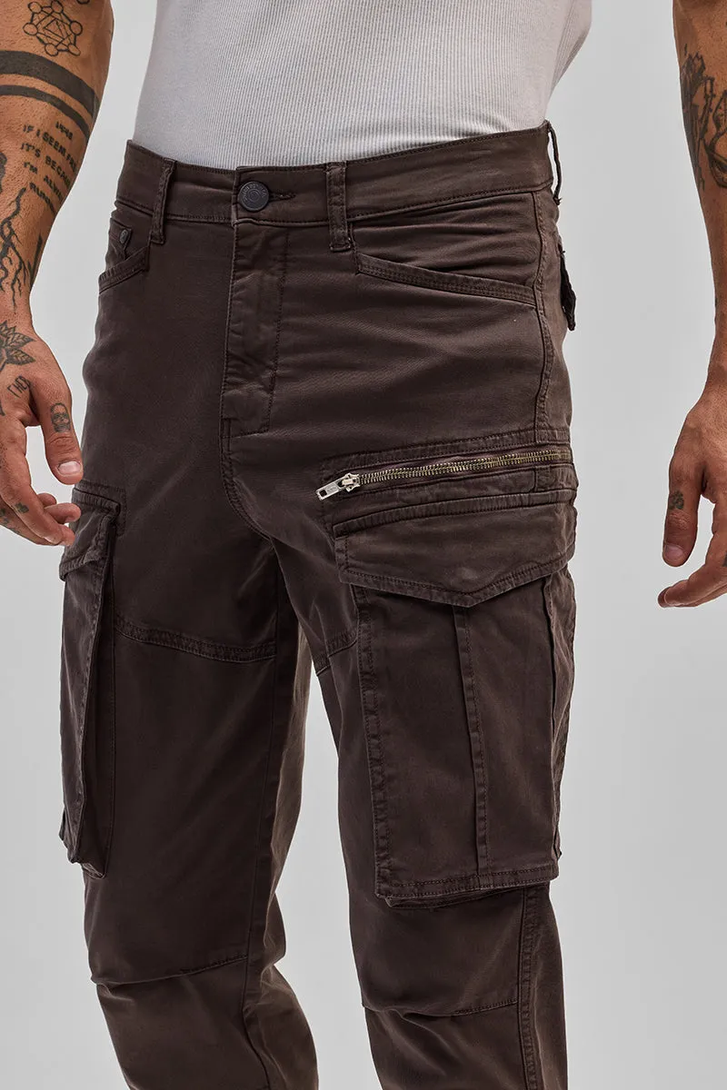 Dark Brown Relaxed Fit Cargo Pants