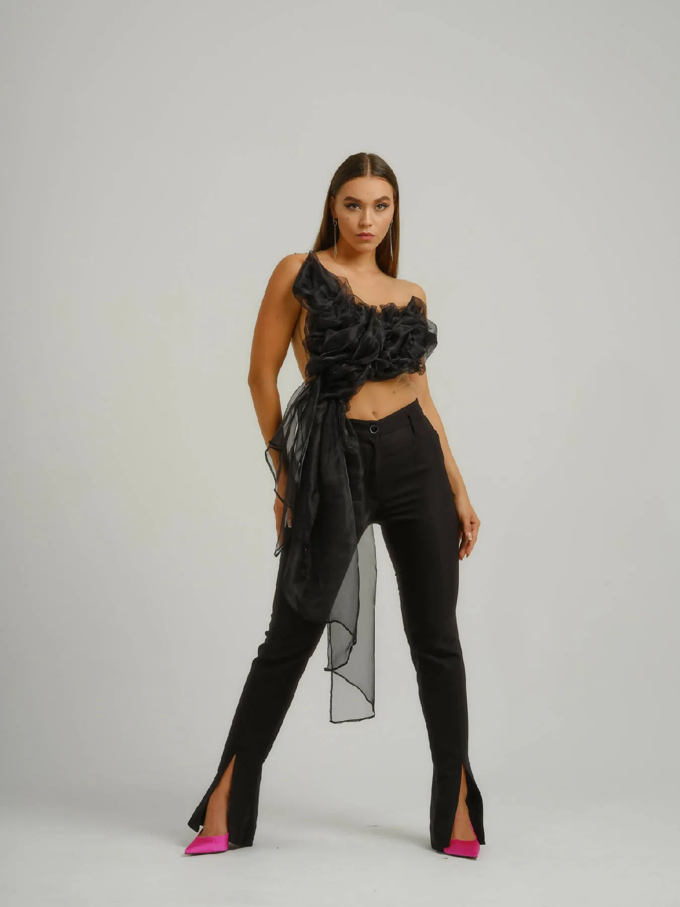 Double Identity Slim Trousers With Slits