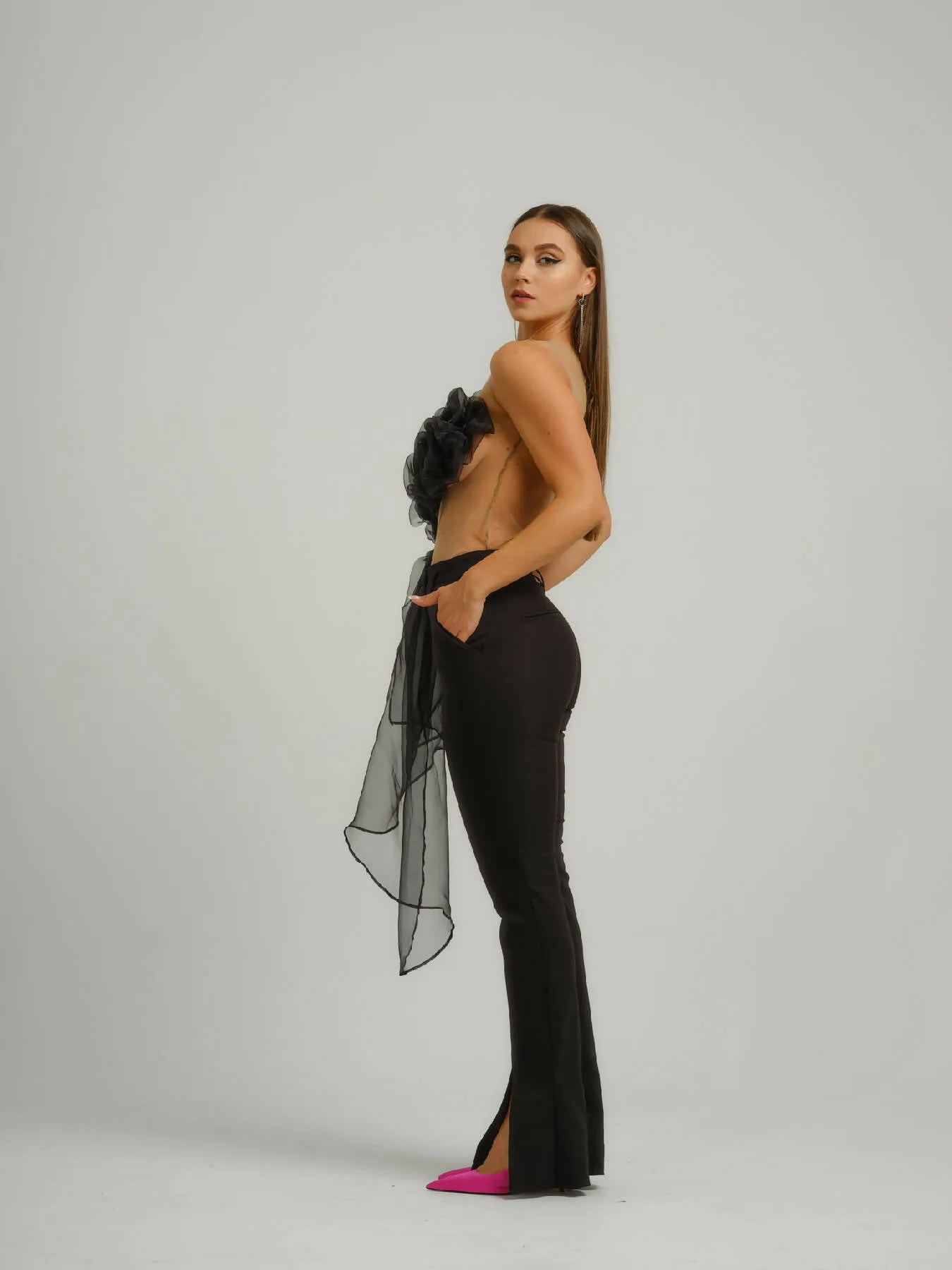 Double Identity Slim Trousers With Slits