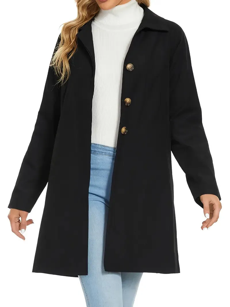 Effen trenchcoat met één rij knopen