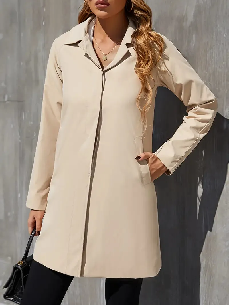 Effen trenchcoat met één rij knopen