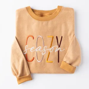 Embroidered Cozy Season Fuzzy Sweatshirt