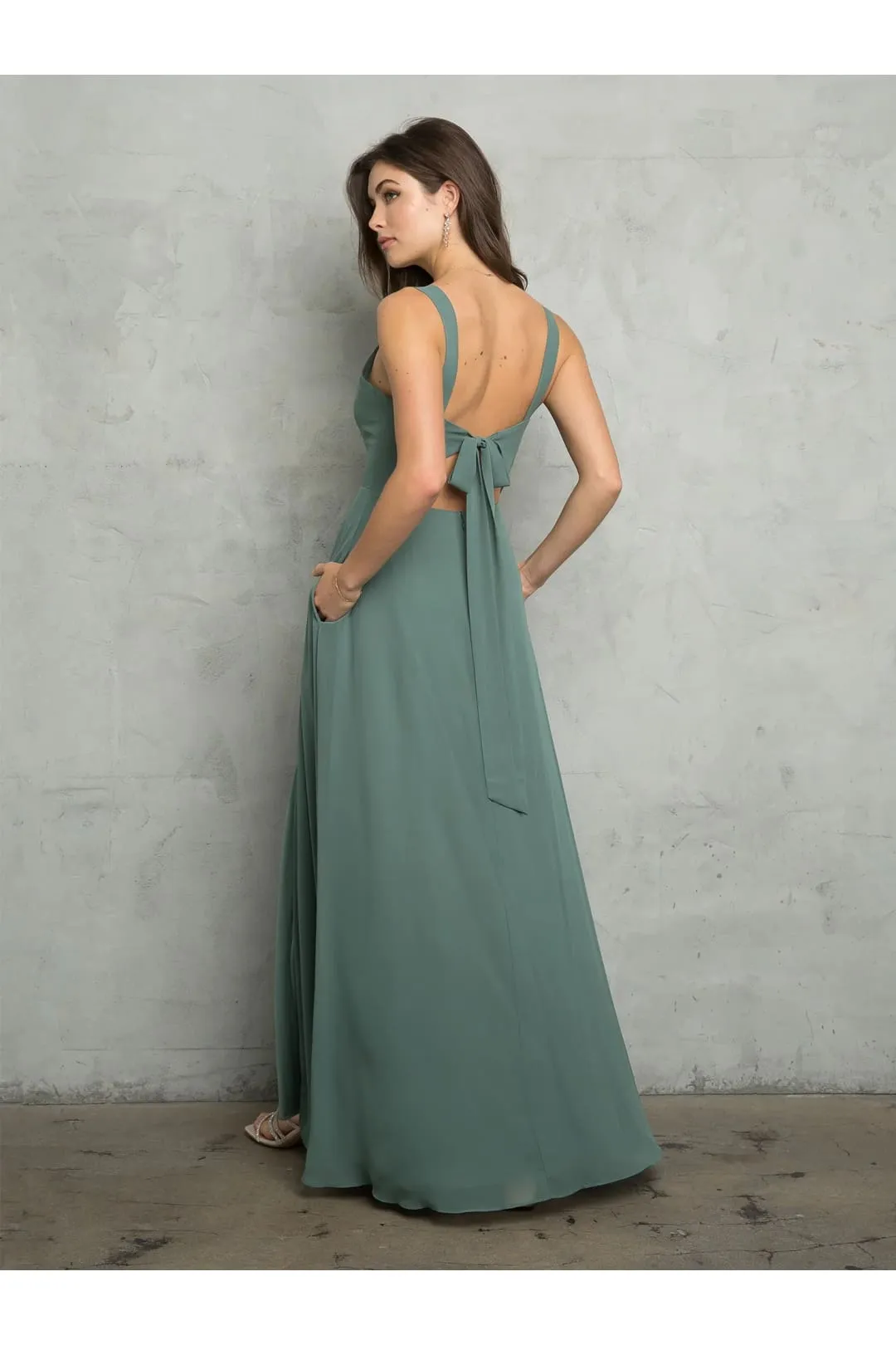 Eva USA 3485 Bridesmaids Long Slit Formal Dress