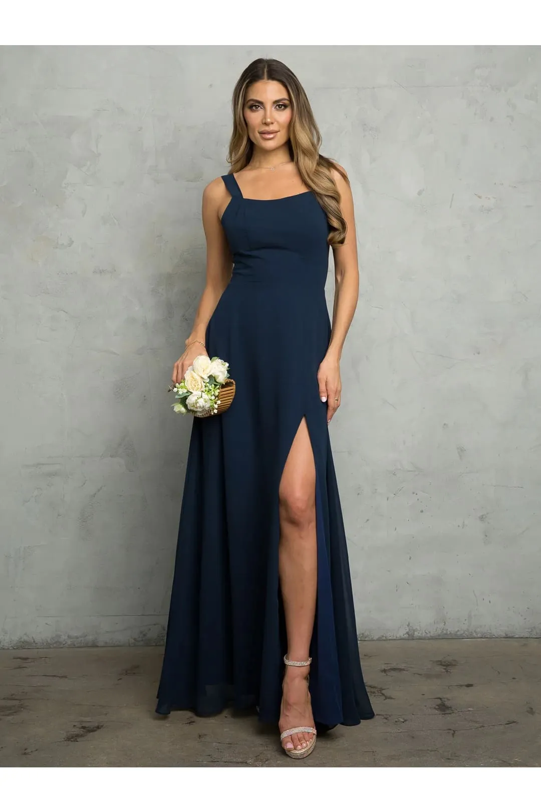 Eva USA 3485 Bridesmaids Long Slit Formal Dress